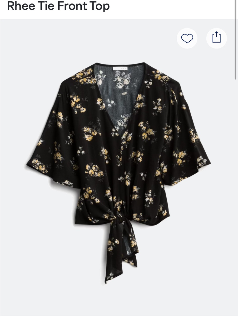 Rhee Tie Front Blouse - Black Floral